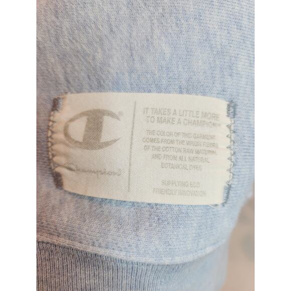 Champion Reverse Weave Mineral Wash Sweatshirt Medium Raw Hem Distressed Blue - Picture 5 of 5